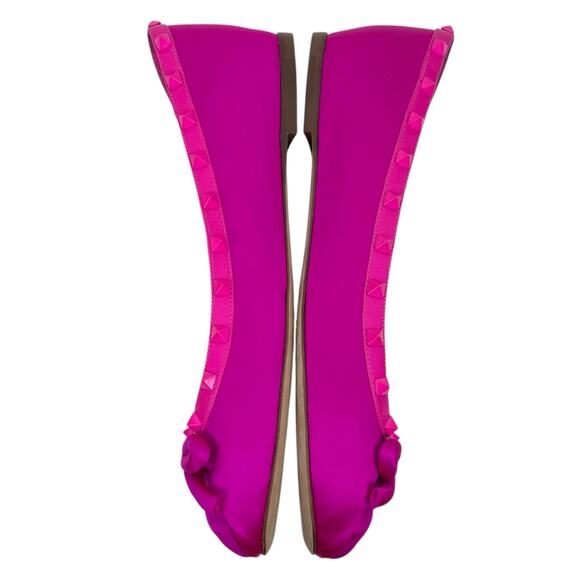 Valentino Garavani Rockstud Satin Square Ballet Flat Hot Pink Size 42 - Picture 8 of 15